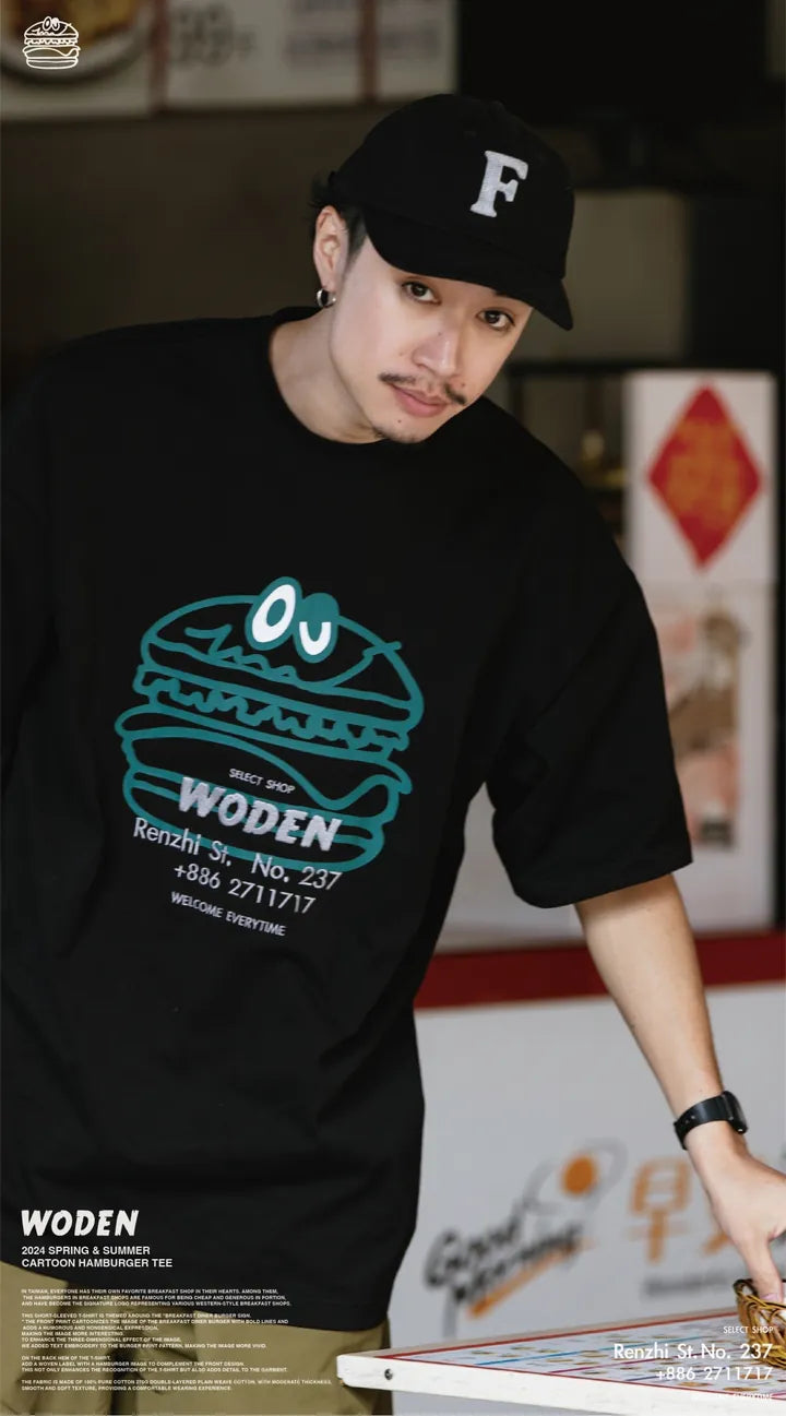 WODEN 2024 Spring & Summer 005 Cartoon Hamburger tee