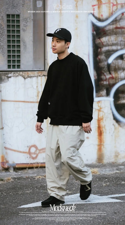 WODEN 2023 Autumn & Winter Graffiti Mockneck Sweatshirt