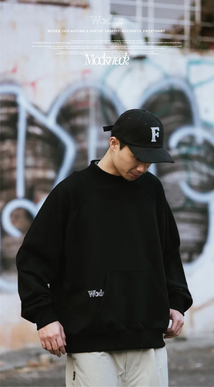 WODEN 2023 Autumn & Winter Graffiti Mockneck Sweatshirt