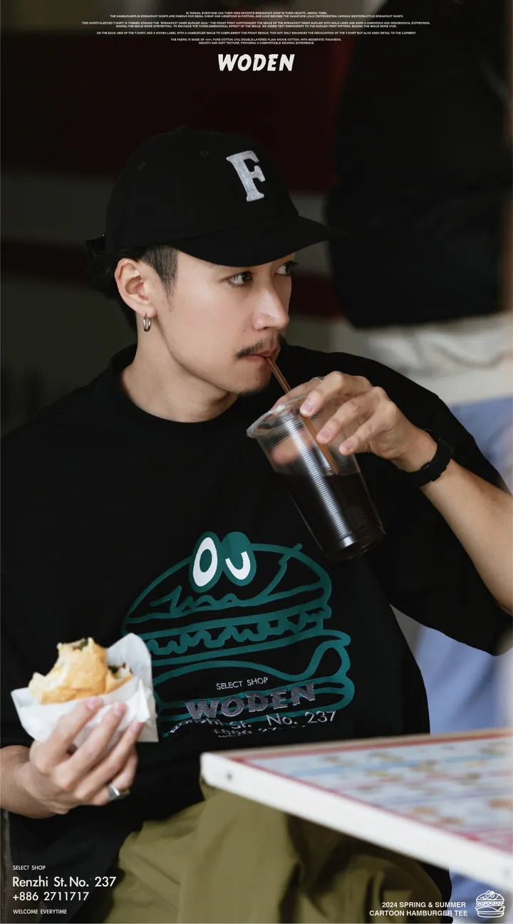 WODEN 2024 Spring & Summer 005 Cartoon Hamburger tee