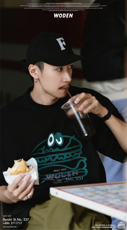 WODEN 2024 Spring & Summer 005 Cartoon Hamburger tee