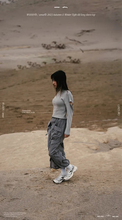 WODEN® / sense® 2023 Autumn & Winter 052 Tight slit long sleeve top