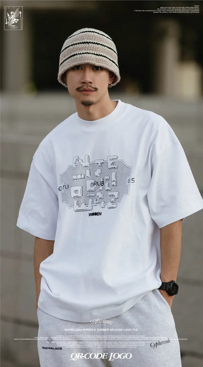 WODEN 2024 Spring & Summer 006 QR-code LOGO Tee