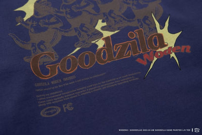 WODEN X Goodzila 033 Hand Painted L/S tee 藏青