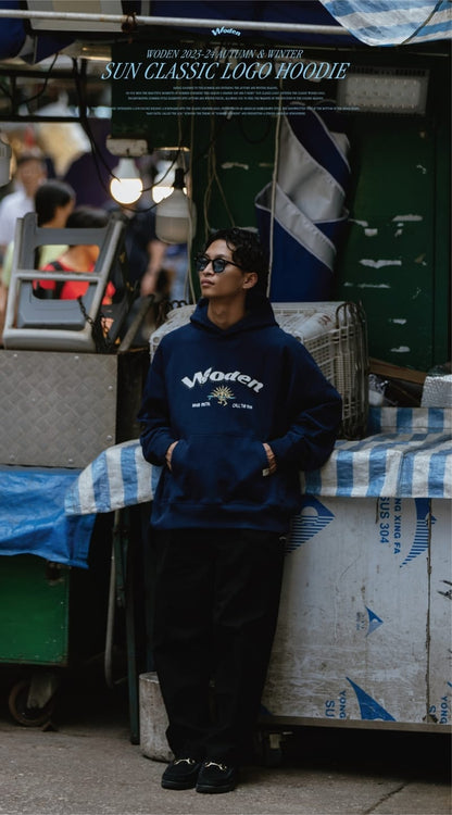 WODEN 2023-24 Autumn & Winter 015 SUN Classic LOGO Hoodie 藏青