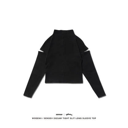 WODEN® / sense® 2023 Autumn & Winter 052 Tight slit long sleeve top