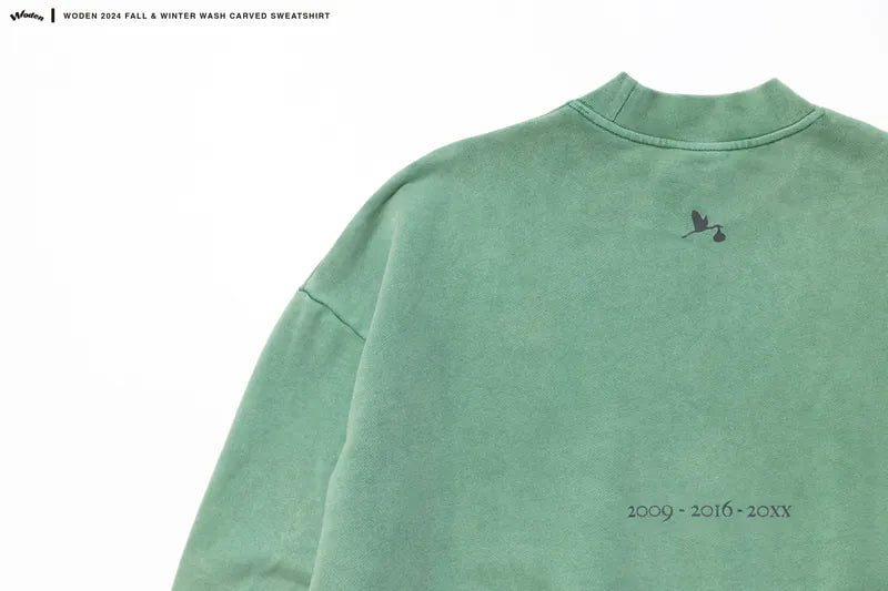 WODEN 2024 Fall & Winter 027 Wash Carved Sweatshirt