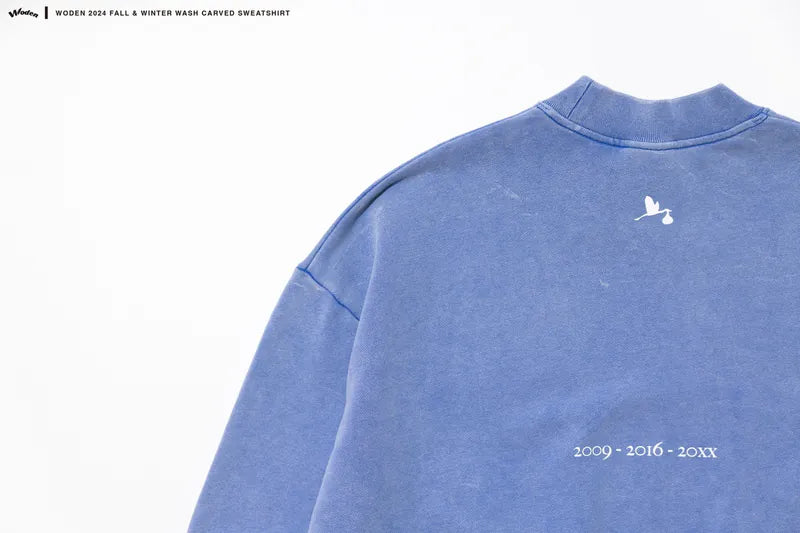 WODEN 2024 Fall & Winter 027 Wash Carved Sweatshirt