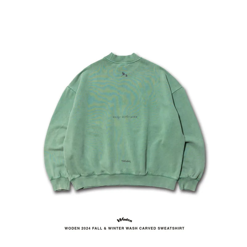 WODEN 2024 Fall & Winter 027 Wash Carved Sweatshirt