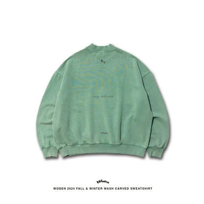 WODEN 2024 Fall & Winter 027 Wash Carved Sweatshirt