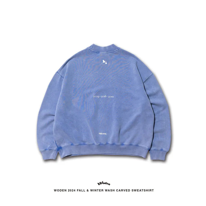 WODEN 2024 Fall & Winter 027 Wash Carved Sweatshirt