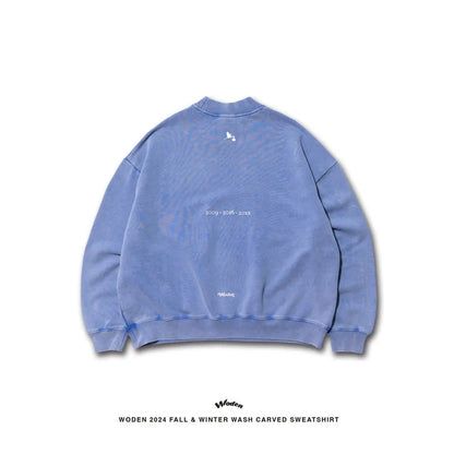 WODEN 2024 Fall & Winter 027 Wash Carved Sweatshirt