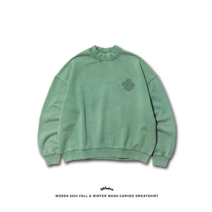 WODEN 2024 Fall & Winter 027 Wash Carved Sweatshirt