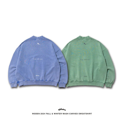 WODEN 2024 Fall & Winter 027 Wash Carved Sweatshirt