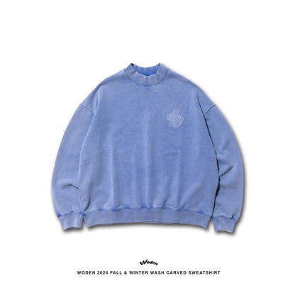 WODEN 2024 Fall & Winter 027 Wash Carved Sweatshirt