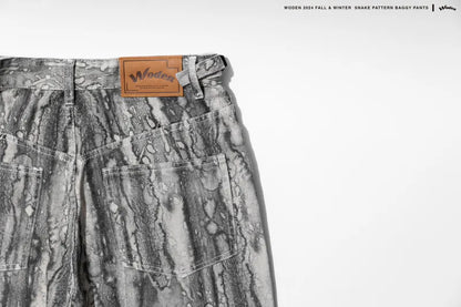 WODEN 2024 Fall & Winter 030 Snake Pattern Baggy Pants