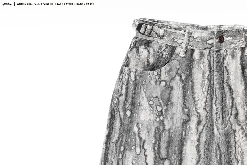 WODEN 2024 Fall & Winter 030 Snake Pattern Baggy Pants