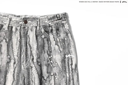 WODEN 2024 Fall & Winter 030 Snake Pattern Baggy Pants