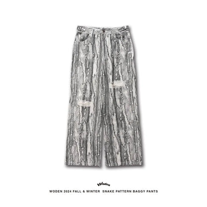 WODEN 2024 Fall & Winter 030 Snake Pattern Baggy Pants