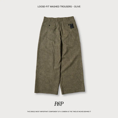 P.B.P LOOSE-FIT WASHED TROUSERS