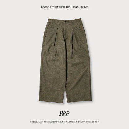 P.B.P LOOSE-FIT WASHED TROUSERS