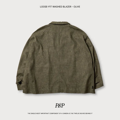 P.B.P LOOSE-FIT WASHED BLAZER