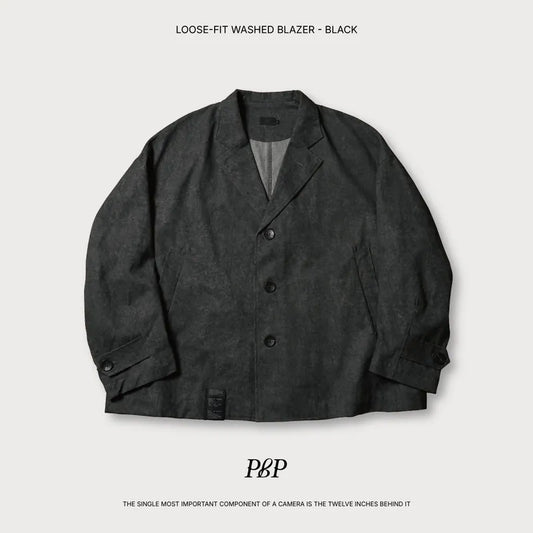 P.B.P LOOSE-FIT WASHED BLAZER