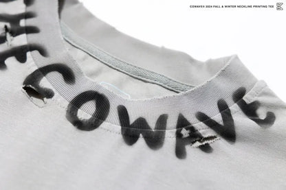 COWAVE 2025 Spring & Summer Neckline Printing Tee