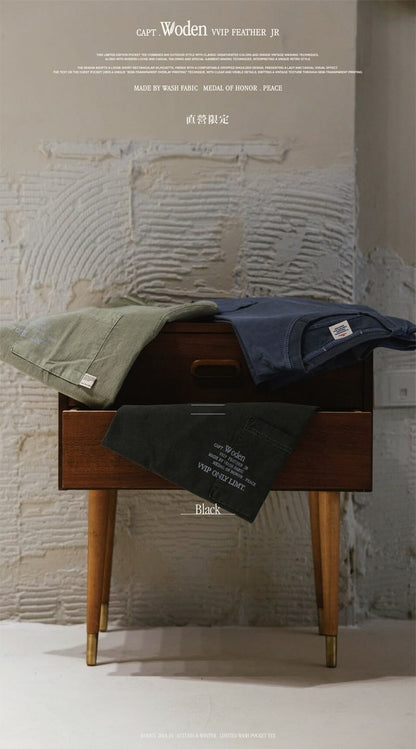 WODEN 2023-24 Autumn & Winter 024 Limited Wash Pocket tee 黑