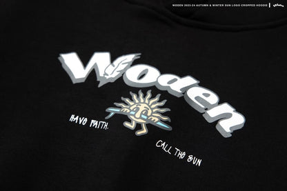 WODEN 2023-24 Autumn & Winter 016 SUN LOGO Cropped Hoodie