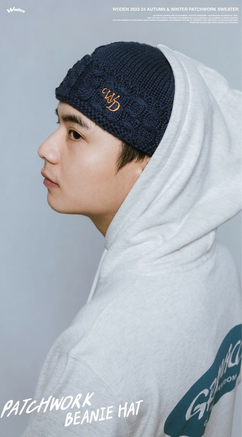 WODEN 2023-24 Autumn & Winter Patchwork Beanie Hat 藏青
