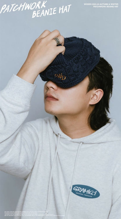 WODEN 2023-24 Autumn & Winter Patchwork Beanie Hat 藏青