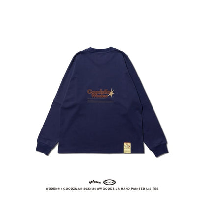 WODEN X Goodzila 033 Hand Painted L/S tee 藏青