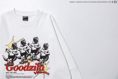 WODEN X Goodzila 033 Hand Painted L/S tee 白色