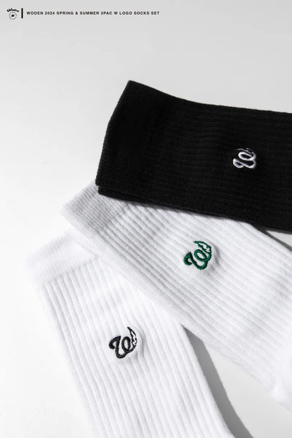 WODEN 2024 Spring & Summer 030 3Pac W LOGO Socks Set