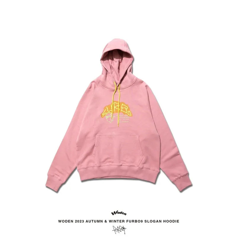WODEN 2023-24 Autumn & Winte 046 Furbo9 Slogan Hoodie 粉