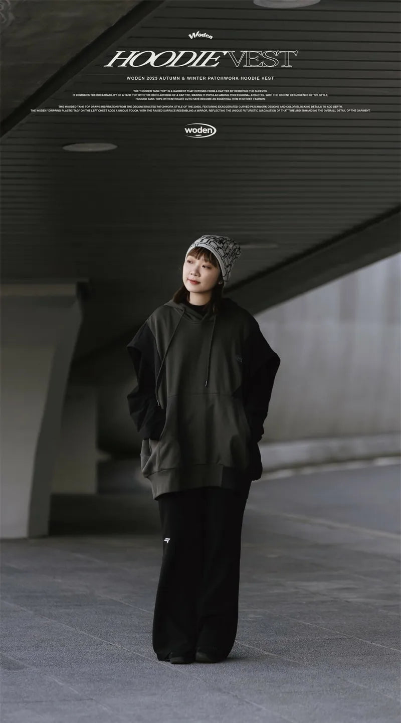 WODEN 2023 Autumn & Winter 042 Patchwork hoodie Vest
