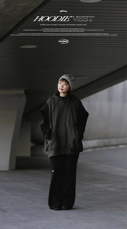 WODEN 2023 Autumn & Winter 042 Patchwork hoodie Vest