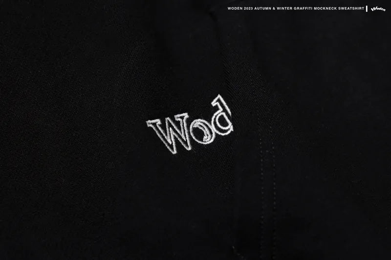 WODEN 2023 Autumn & Winter Graffiti Mockneck Sweatshirt