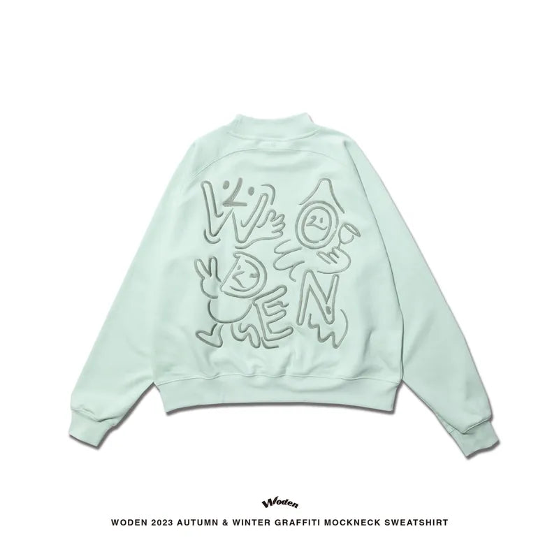 WODEN 2023 Autumn & Winter Graffiti Mockneck Sweatshirt