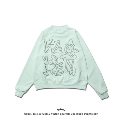 WODEN 2023 Autumn & Winter Graffiti Mockneck Sweatshirt