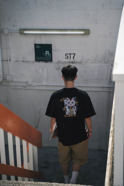 VINDAY 2023 復刻手描き招き猫 Tee ver.2 黑色