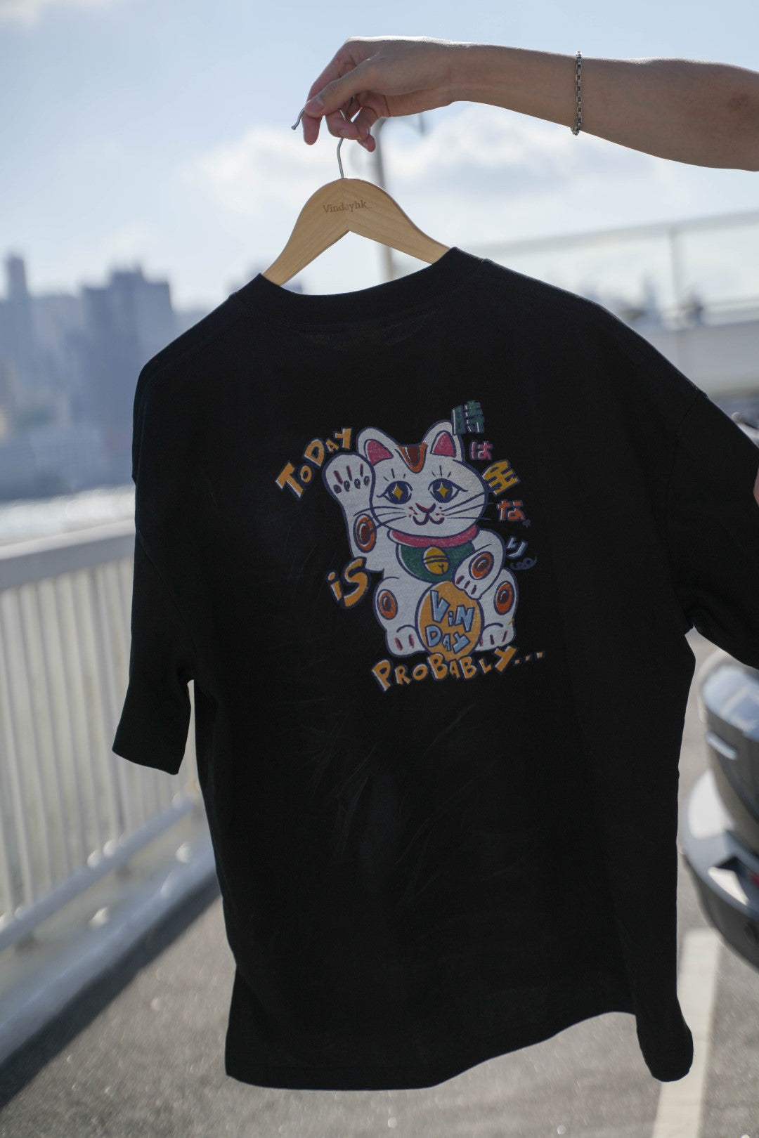 VINDAY 2023 復刻手描き招き猫 Tee ver.2 黑色