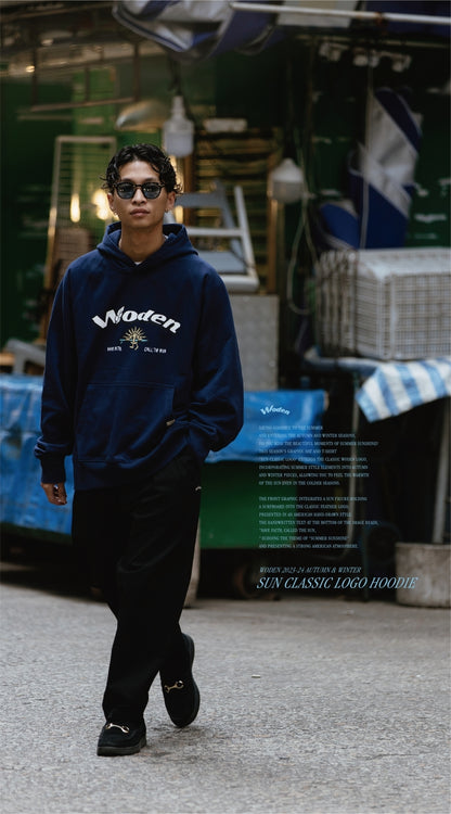 WODEN 2023-24 Autumn & Winter 015 SUN Classic LOGO Hoodie 藏青