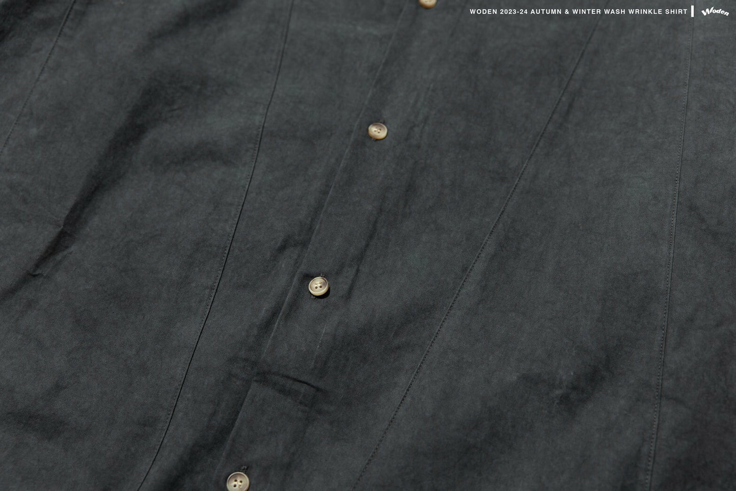 WODEN 2023-24 Autumn & Winter 014 Wash Wrinkle Shirt 水洗黑