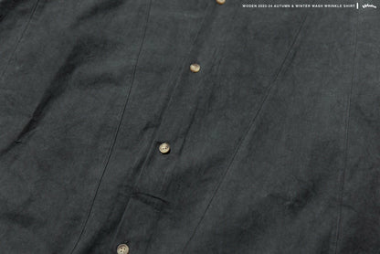 WODEN 2023-24 Autumn & Winter 014 Wash Wrinkle Shirt 水洗黑