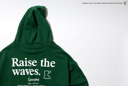 Cowave 2023-24 Fall & Winter Slogan font Hoodie 綠