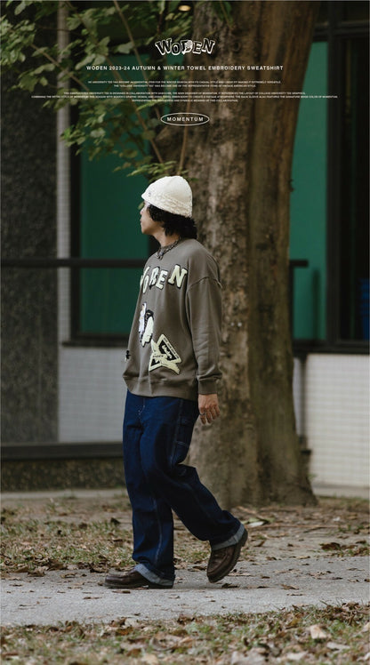 WODEN 2023-24 Autumn & Winter 029 Momentum Towel Embroidery Sweatshirt 綠色款