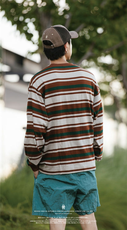 WODEN 2023-24 Autumn & Winter 002 Oldschool Stripe Line L/S Tee