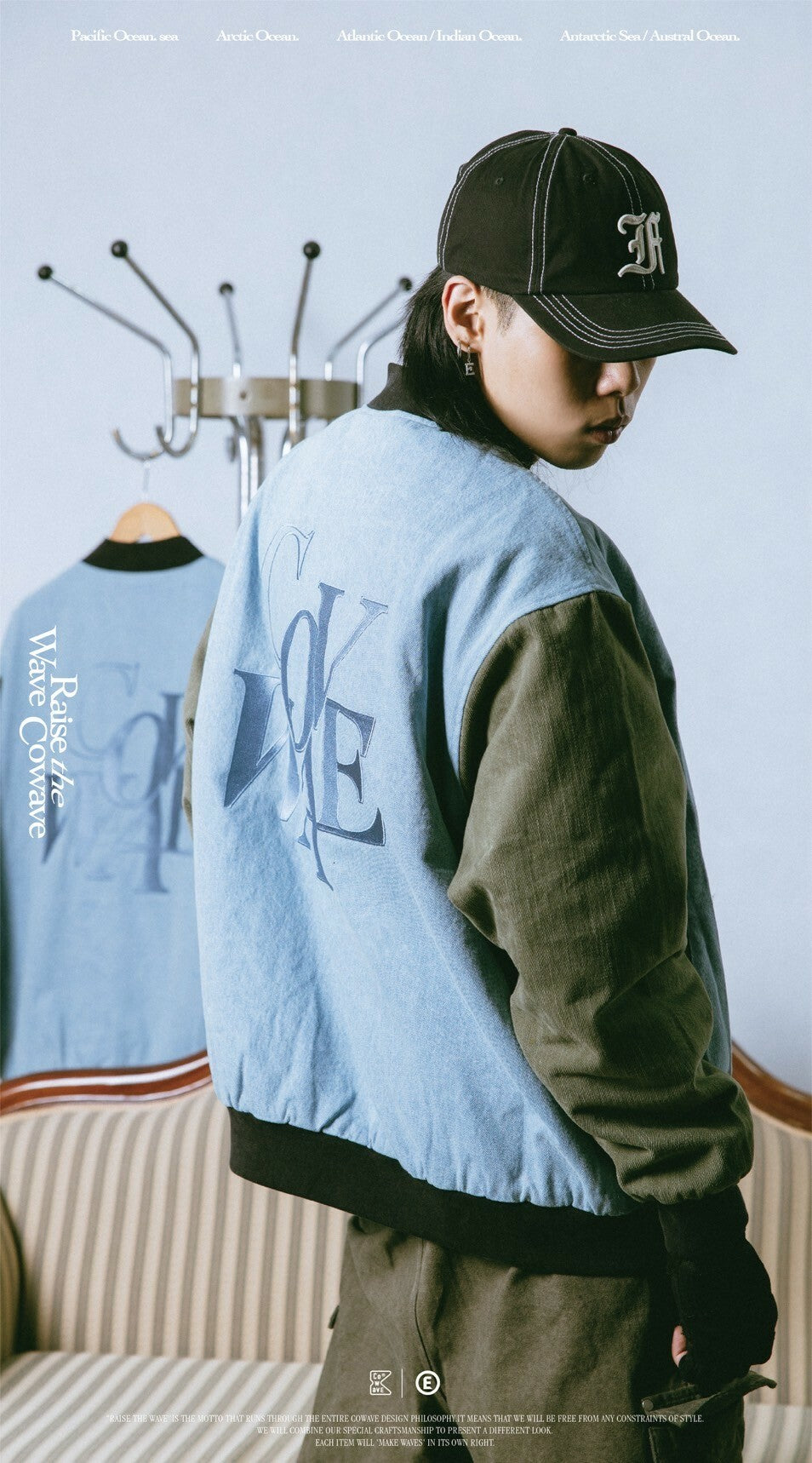COWAVE 2023-24 Fall & Winter Denim Baseball Jacket
